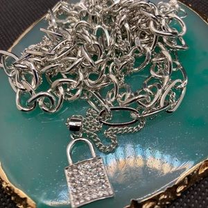 Iced PadLock Pendant Necklace